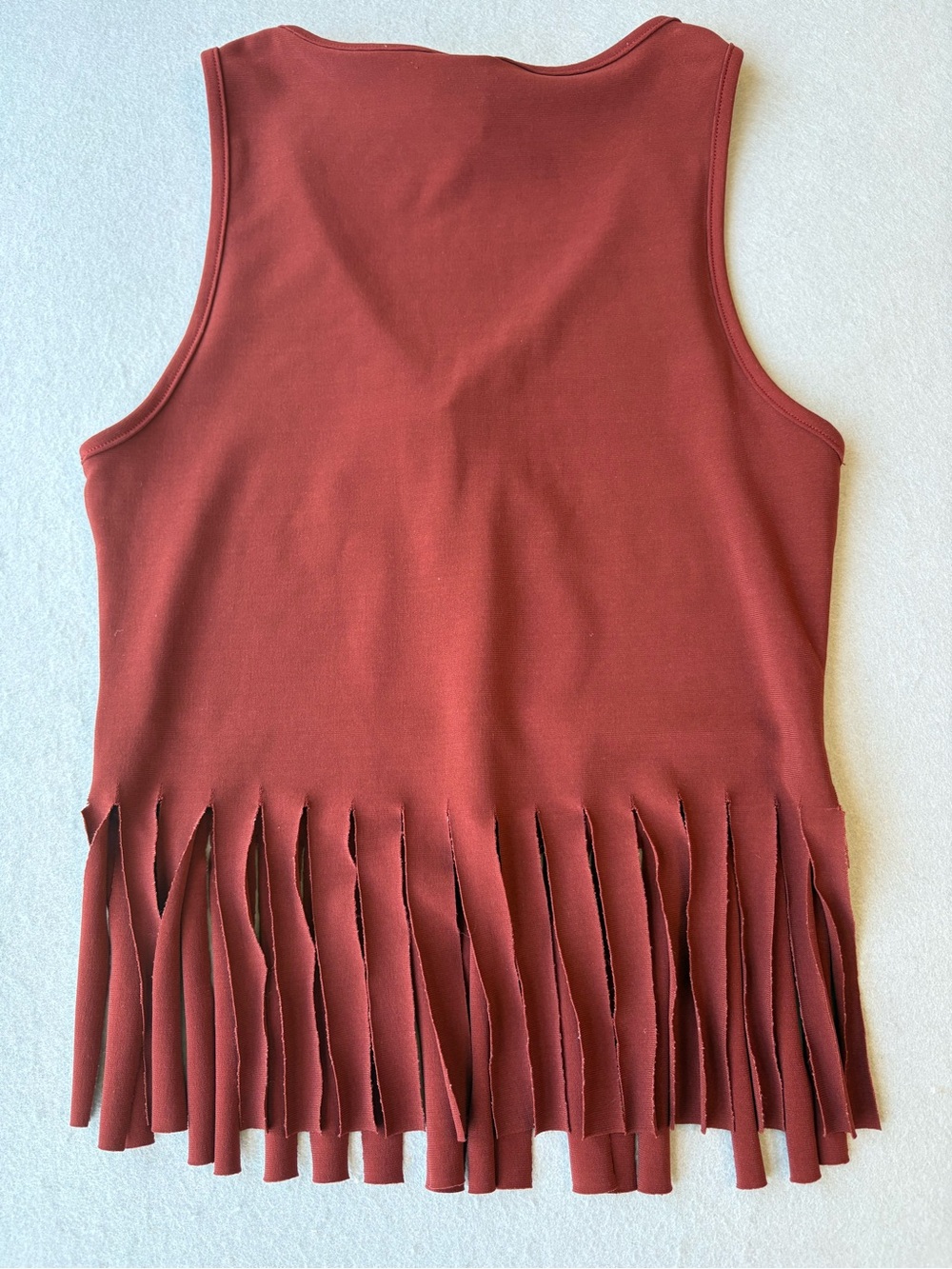 Y2K Vintage Made in USA French Kiss Brown Fringe V-Neck Tank Top with Tie Sz M - Picture 6 of 7